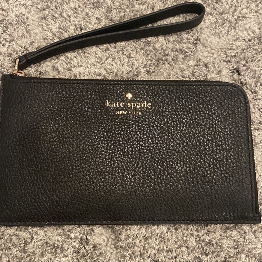 Kate Spade black leather wristlet.